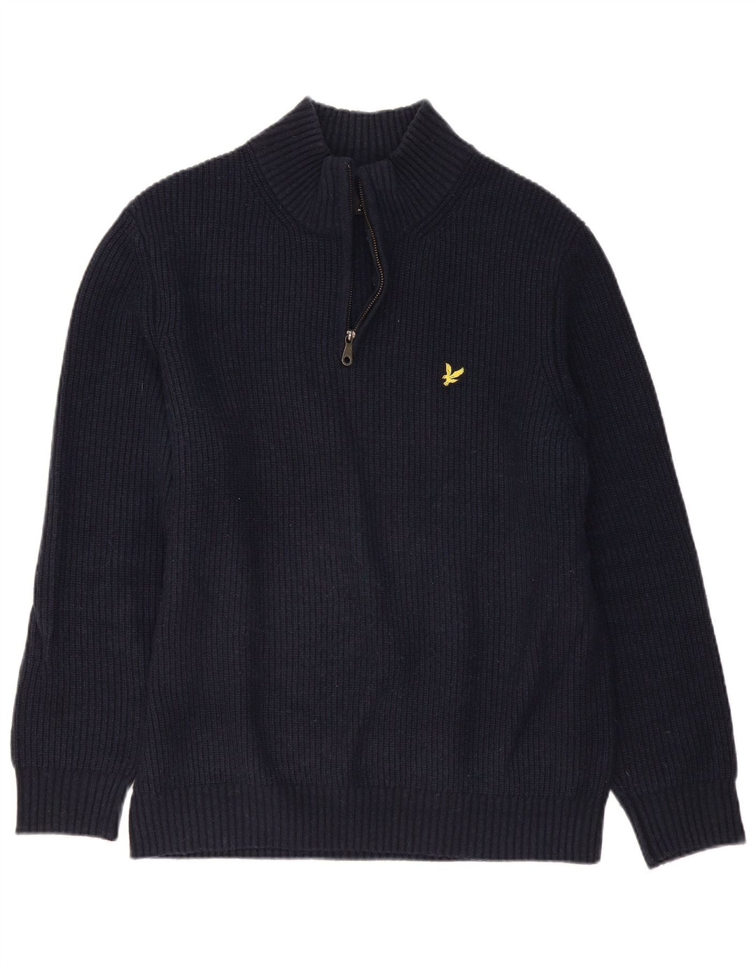 Lyle & Scott Maglione da uomo con zip e collo grande in lana blu navy