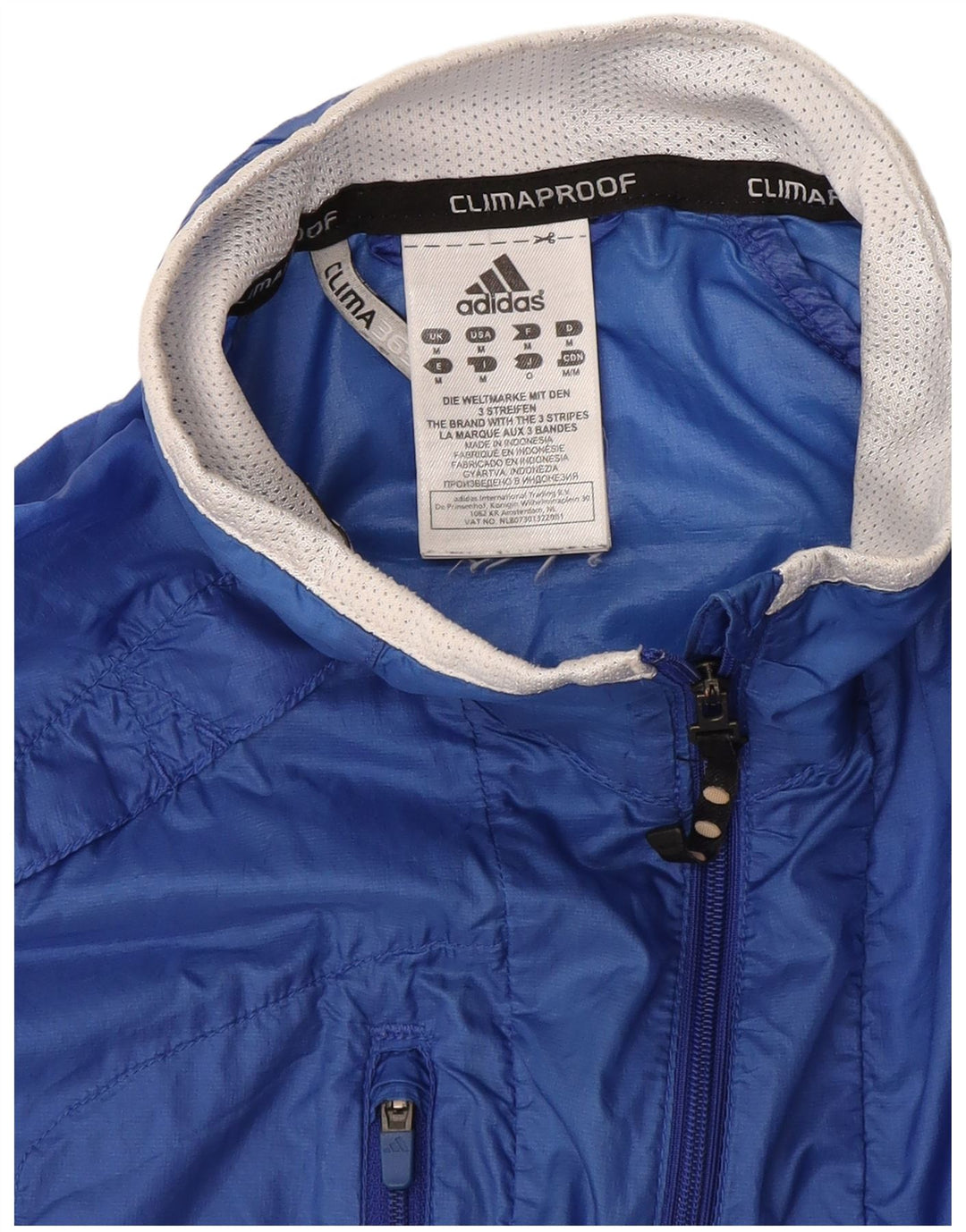Adidas Mens Clima Proof Rain Jacket UK 38 Medium Blue Polyamide