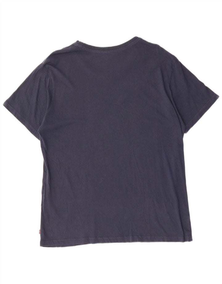 LEVI'S Mens Graphic T-Shirt Top Large Navy Blue Cotton