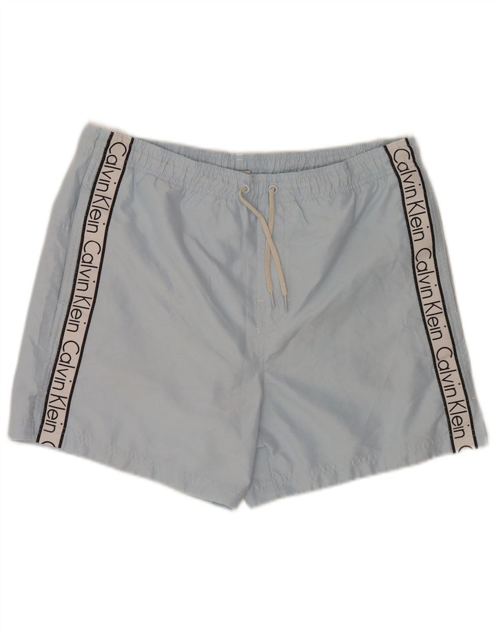Calvin Klein Herre grafiske svømmeshorts Medium Blue Colourblock Polyester
