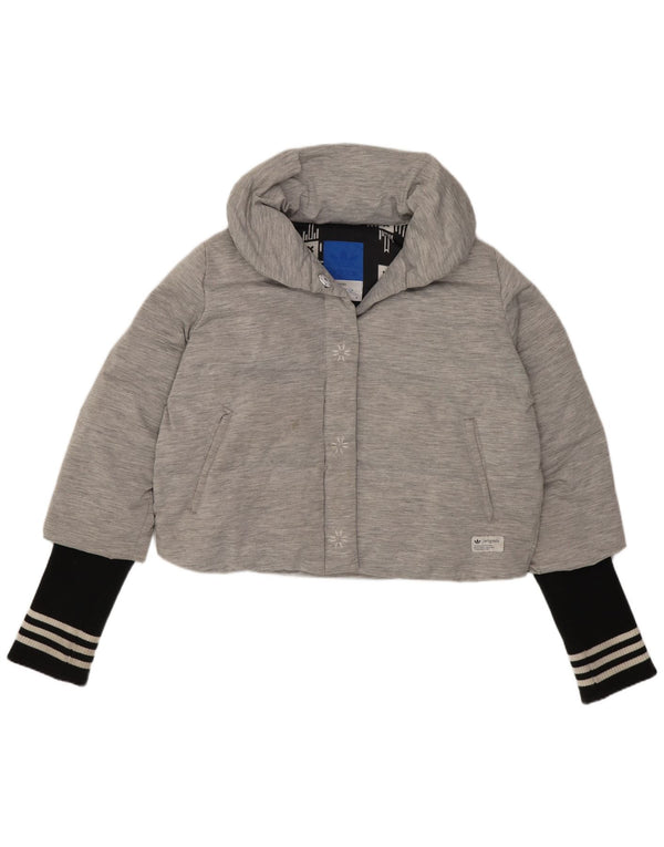 Giacca imbottita corta da donna Adidas UK 14 Poliammide color block grigio medio
