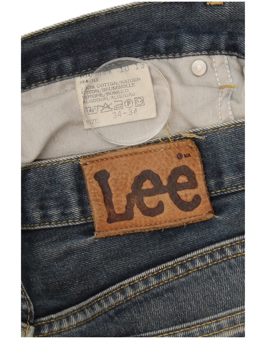 Lee Mens Seattle Straight Jeans W34 L30 Blue Cotton