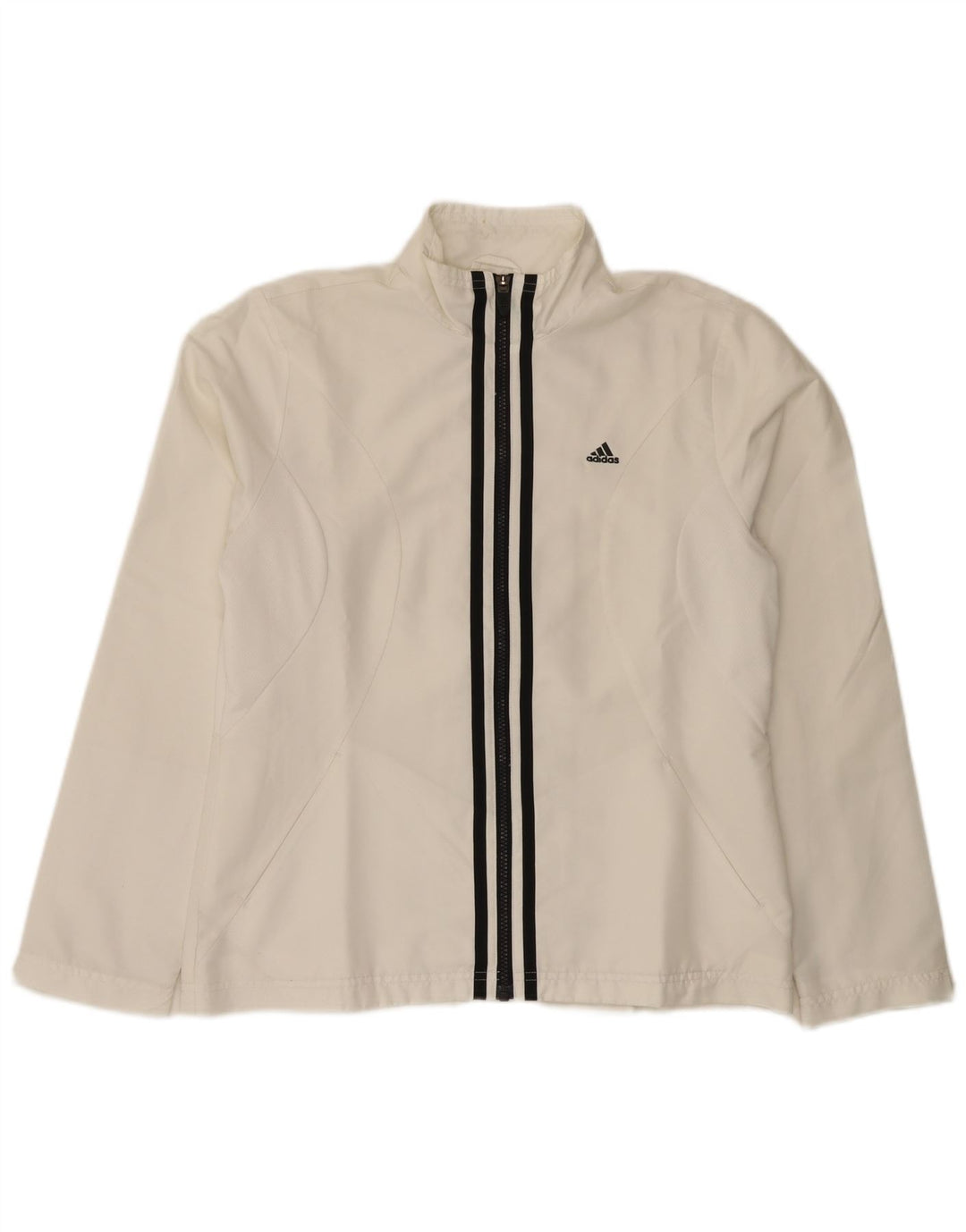 Adidas Damen Trainingsanzug Top Jacke UK 14 Mittelweißes Polyester