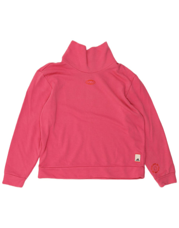 Adidas Damen Graphic Sweatshirt Pullover UK 12/14 Mittelrosa Baumwolle
