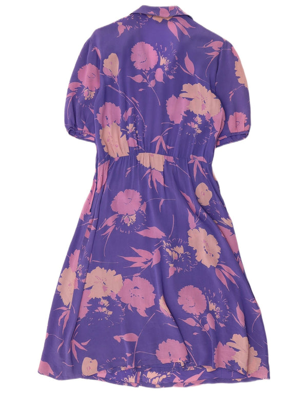 Albinea Dame A-Line Kjole UK 16 Large Purple Floral Acetate