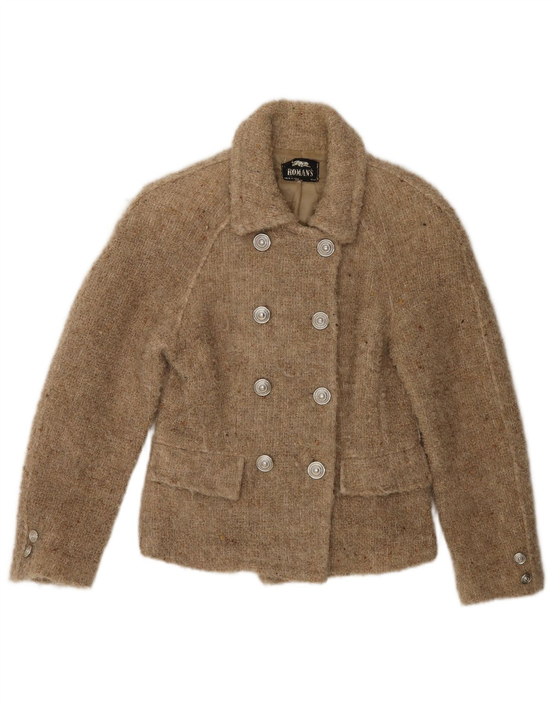 Roman's Womens Pea Coat UK 10 Small Beige Flecked Uld