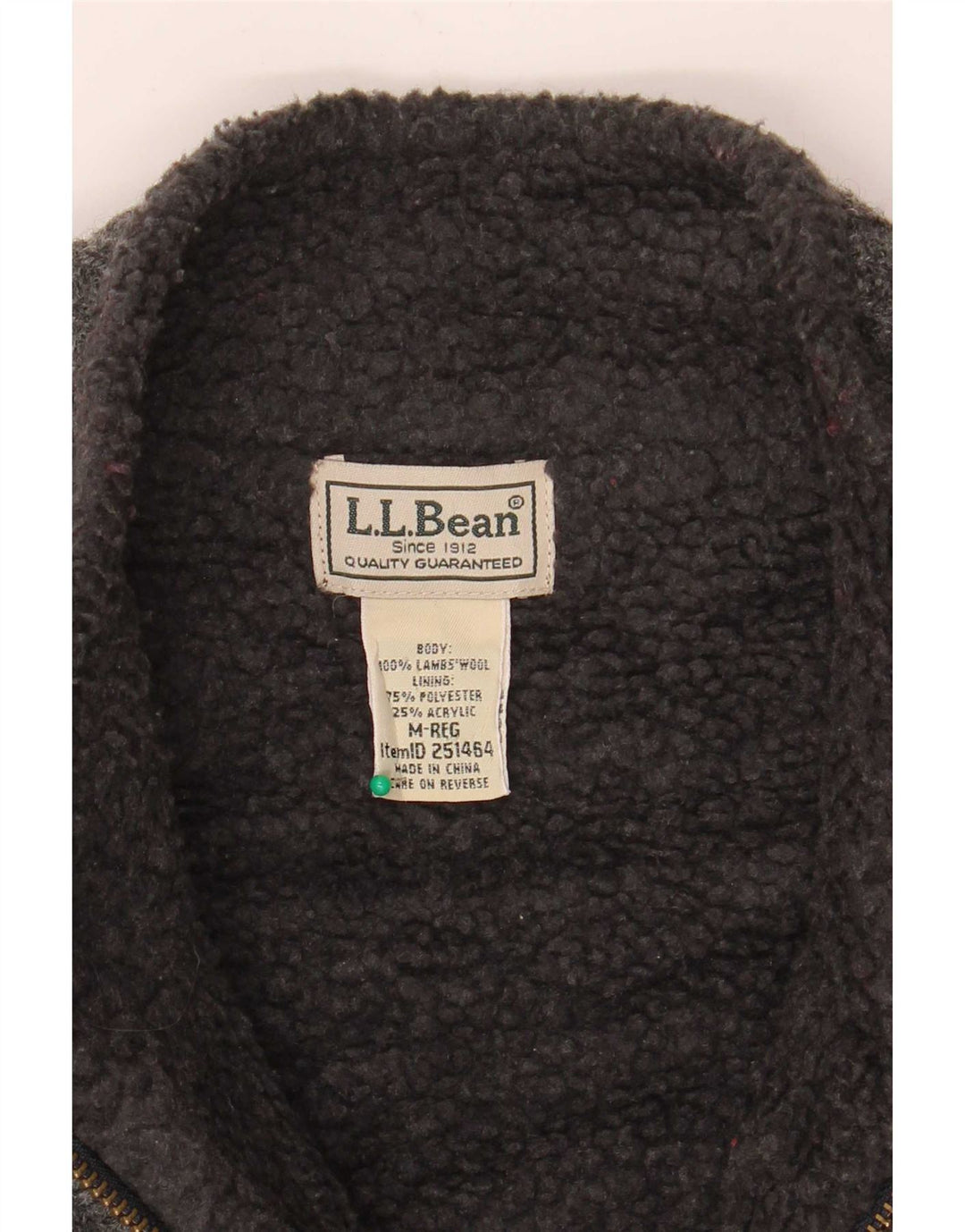 L.L.Bean Cardigan Sherpa Homme Gris Moyen Laine d'Agneau
