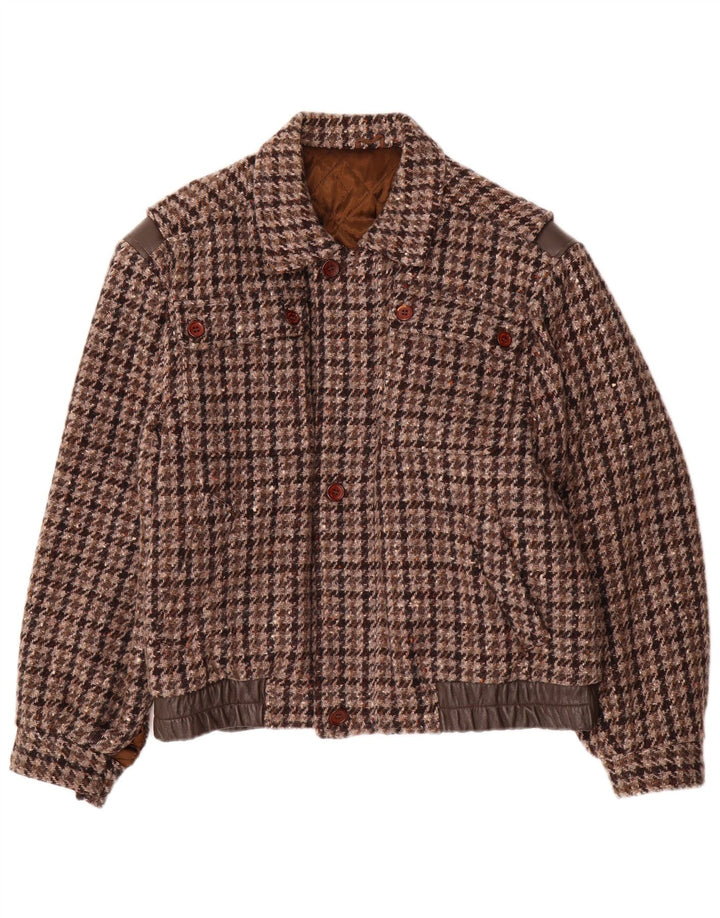 Dimensioner Bomberjakke til mænd IT 46 Small Brown Houndstooth Uld