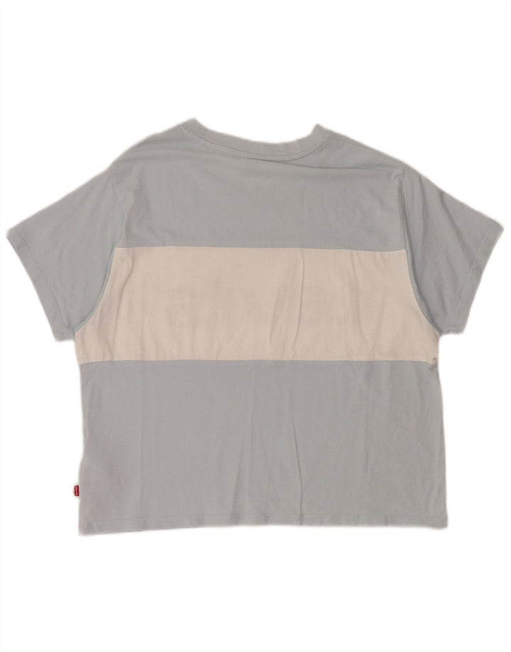 LEVI'S Womens Oversized Graphic T-Shirt Top UK 10 Small Blue Colourblock