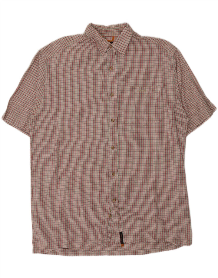 JEEP Mens Short Sleeve Shirt Large Red Check Cotton