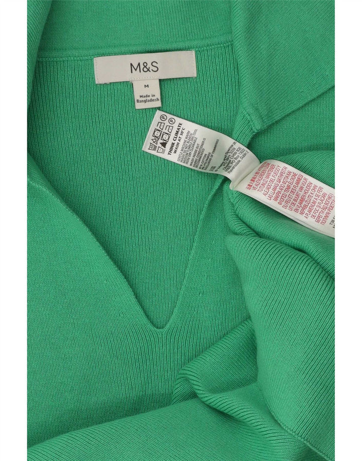 Marks & Spencer Womens Polo Shirt UK 12 Medium Green Cotton