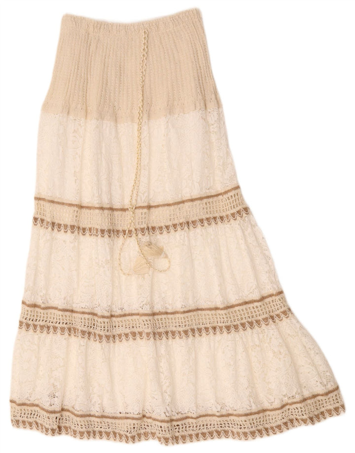 Vintage Womens Maxi Tiered Skirt W26 Small White Striped