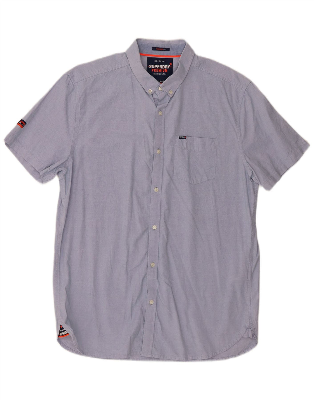 Superdry Mens Short Sleeve Regular Fit Shirt XL Blue Cotton