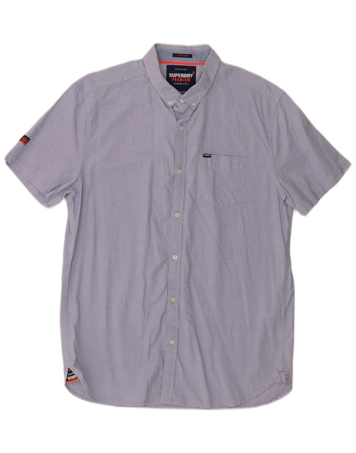 Superdry Mens Short Sleeve Regular Fit Shirt XL Blue Cotton