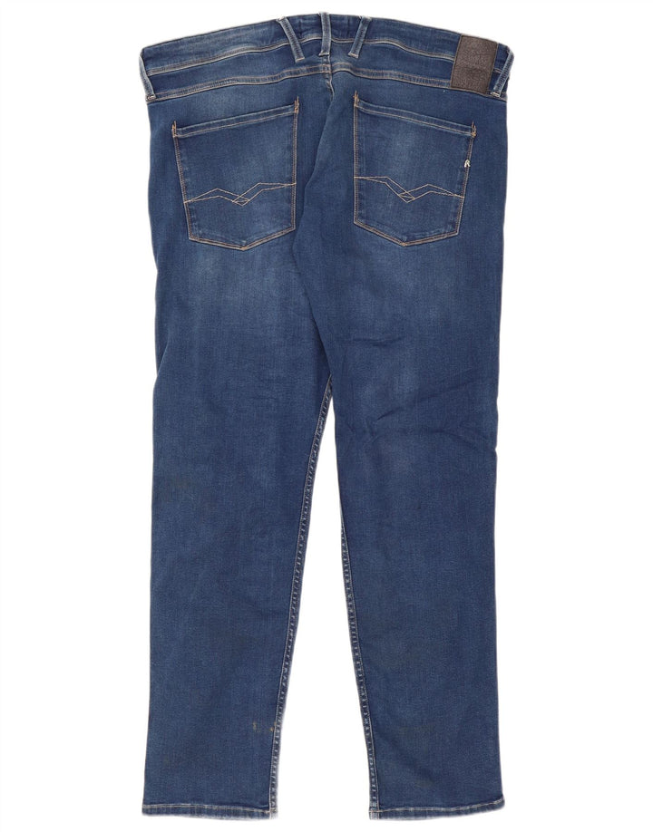Replay Mens Slim Jeans W38 L32 Blue Cotton