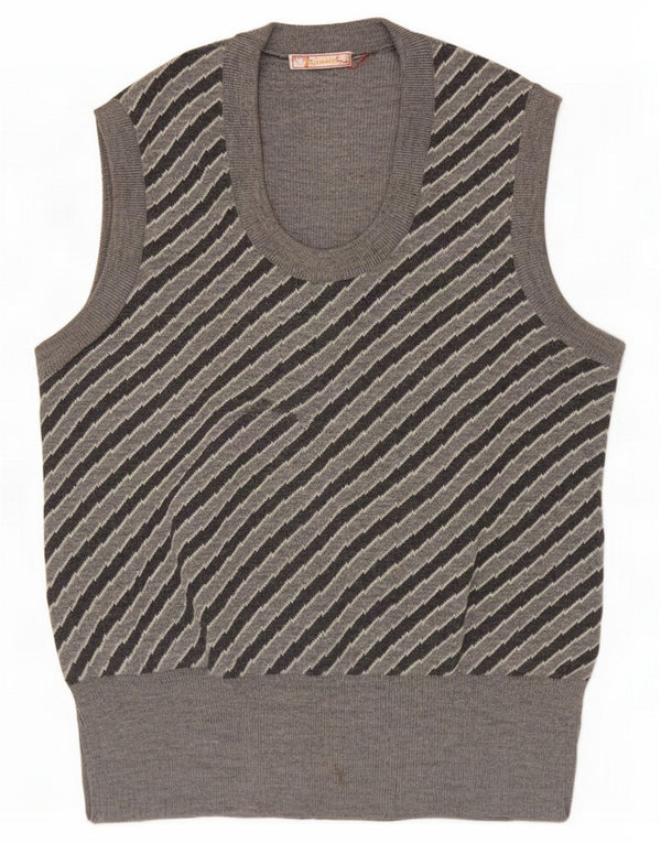 Canotta vintage da donna UK 10 Small Grey Striped