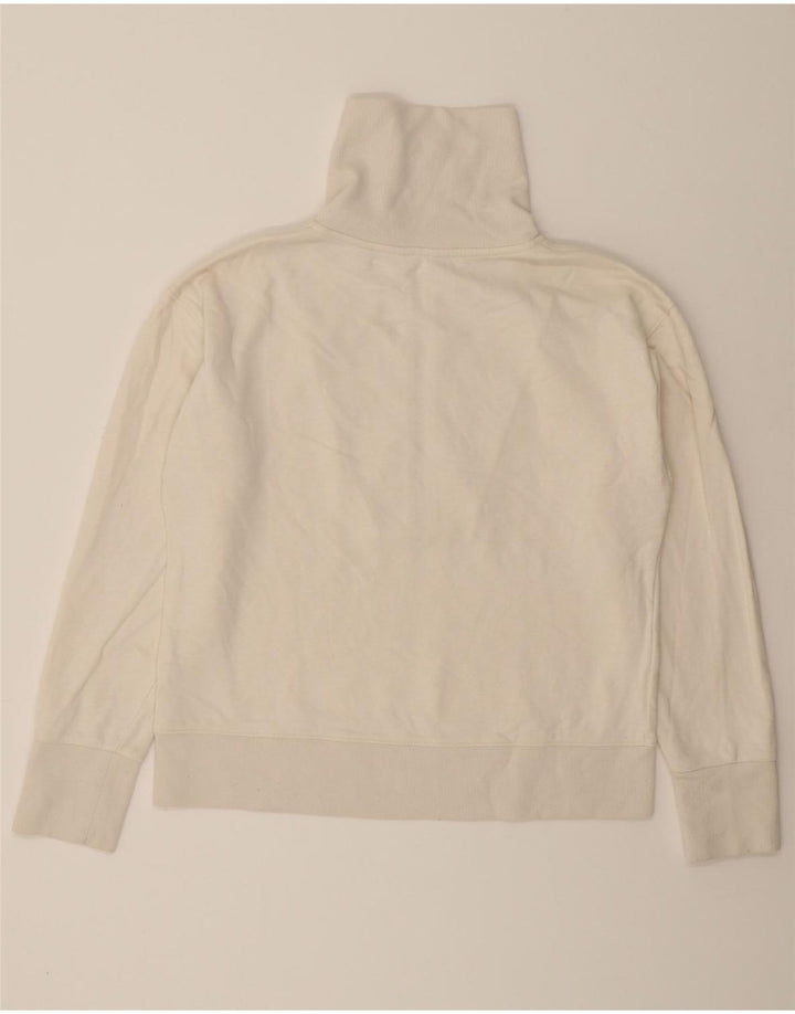 GANT Womens Zip Neck Sweatshirt Jumper UK 14 Medium White Cotton Vintage Gant and Second-Hand Gant from Messina Hembry 