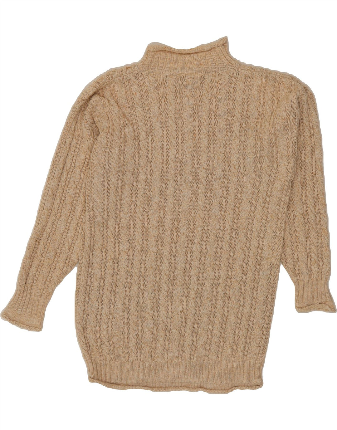 VINTAGE Womens Longline Turtle Neck Jumper Sweater EU 38/40 Medium Beige Vintage Vintage and Second-Hand Vintage from Messina Hembry 