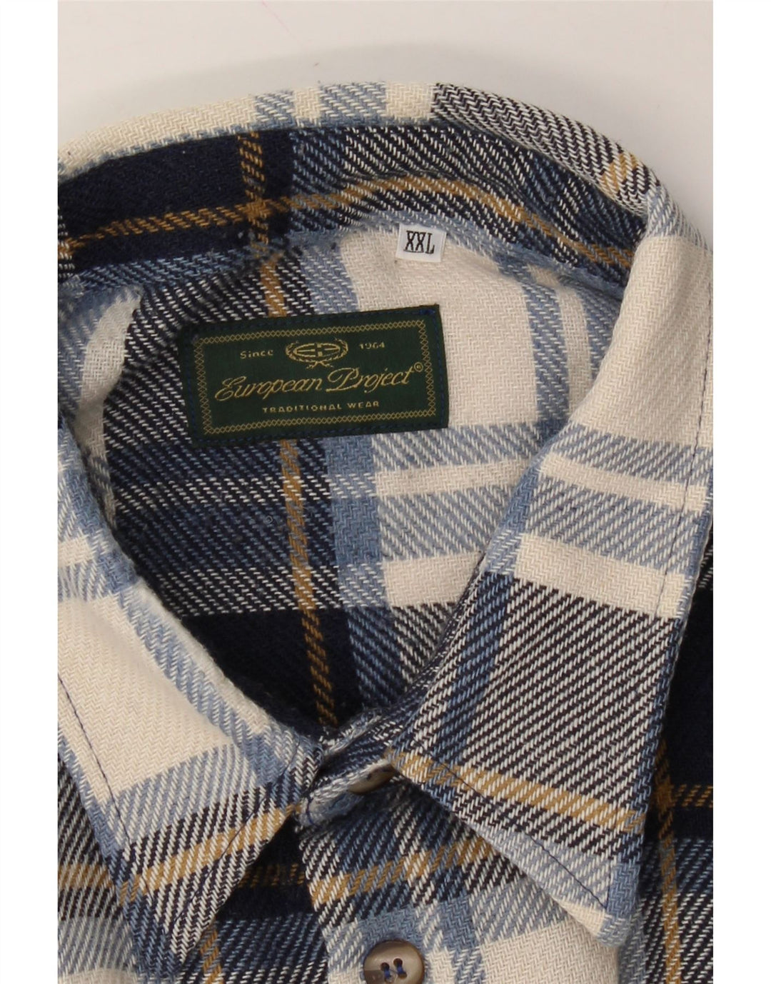 EUROPEAN PROJECT Mens Flannel Shirt 2XL Grey Check Vintage European Project and Second-Hand European Project from Messina Hembry 