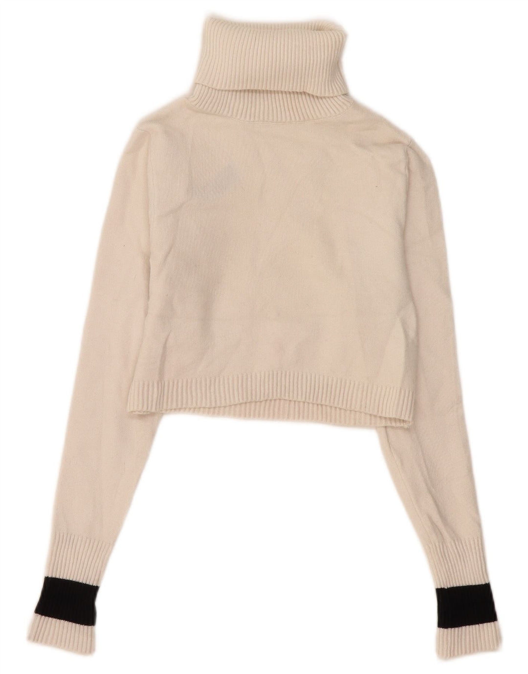 Zara Womens Crop Roll Neck Jumper Sweater UK 12 Medium White Colourblock