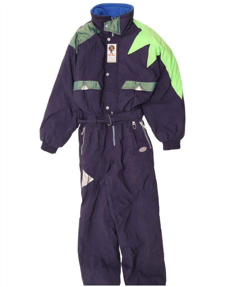 Combinaison de ski vintage pour homme IT 48 Medium Navy Blue Colourblock Polyamide
