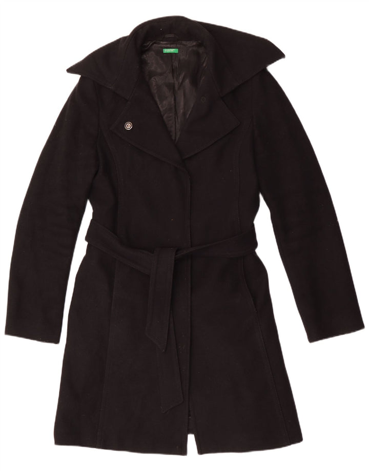 Cappotto da donna Benetton UK 14 lana nera media