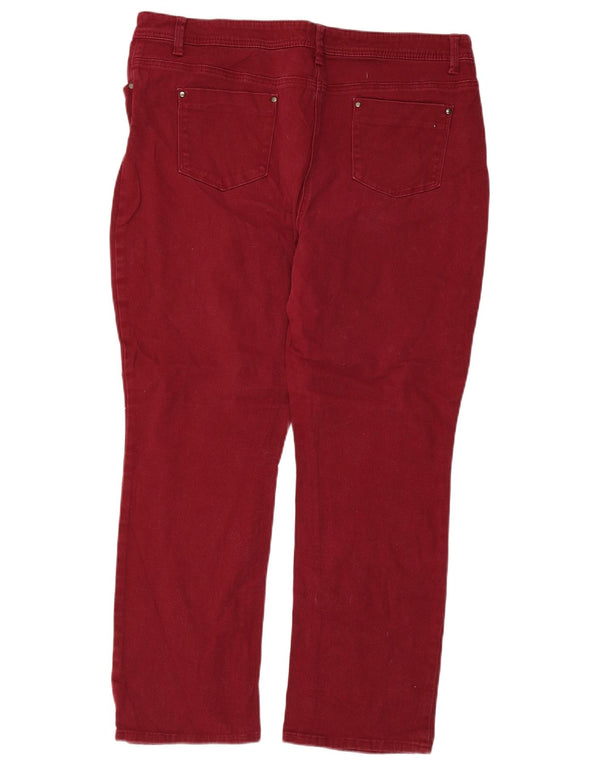 M&Co Womens Petite Straight Jeans UK 18 XL W36 L27 Burgundy Cotton