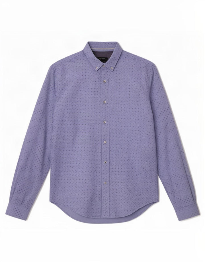 Zara Hombre Camisa Slim Fit Azul Medio Moteado
