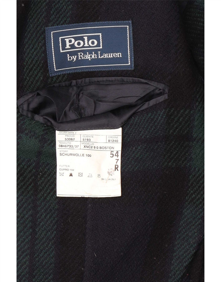 Polo Ralph Lauren Mens 3 Button Blazer Jacket EU 54 2XL Navy Blue Plaid