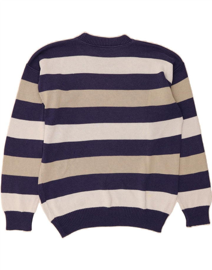 VINTAGE Mens Crew Neck Jumper Sweater Medium Multicoloured Striped Vintage Vintage and Second-Hand Vintage from Messina Hembry 