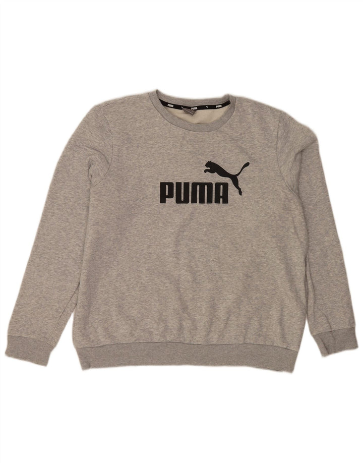 Puma Mens Graphic Sweatshirt Jumper XL Grey Flecked Cotton