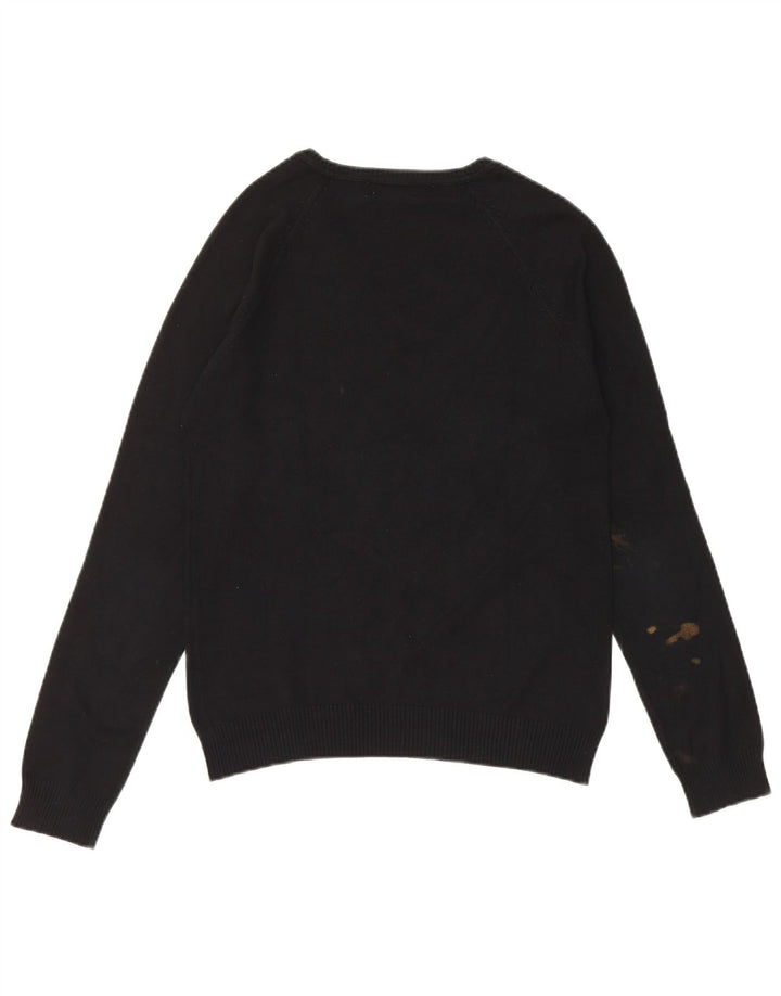 Zara Womens V-Neck Jumper Sweater UK 14 Large Black