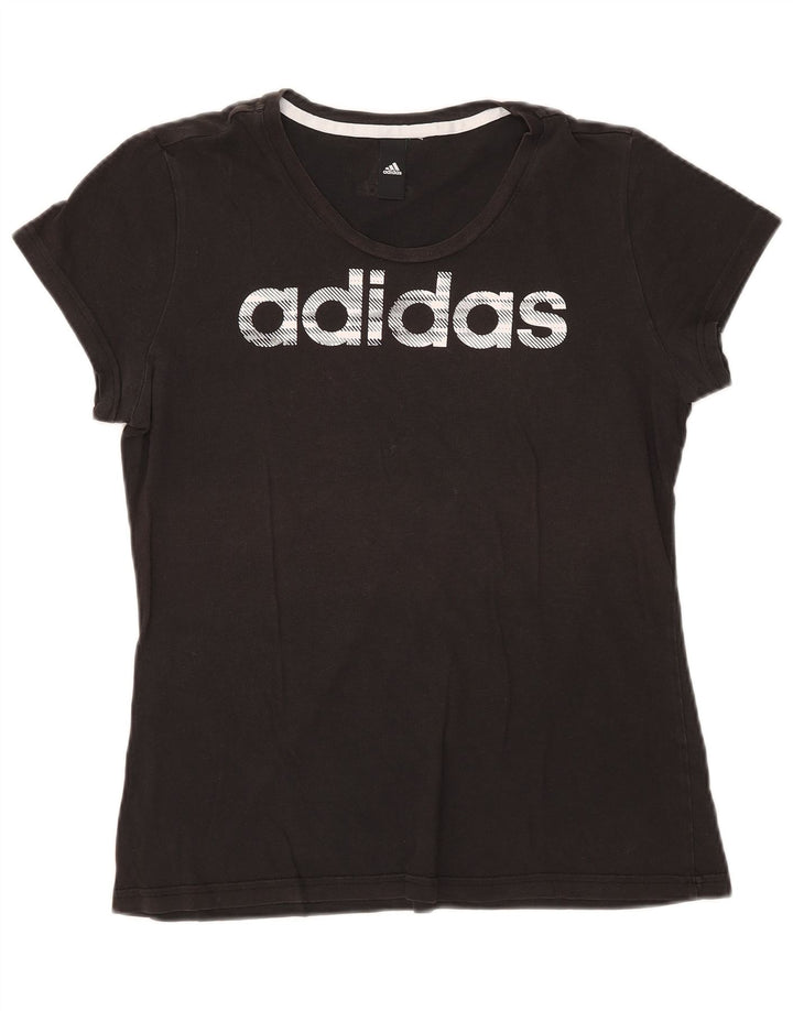 Adidas Womens Graphic T-Shirt Top UK 12 Medium Black