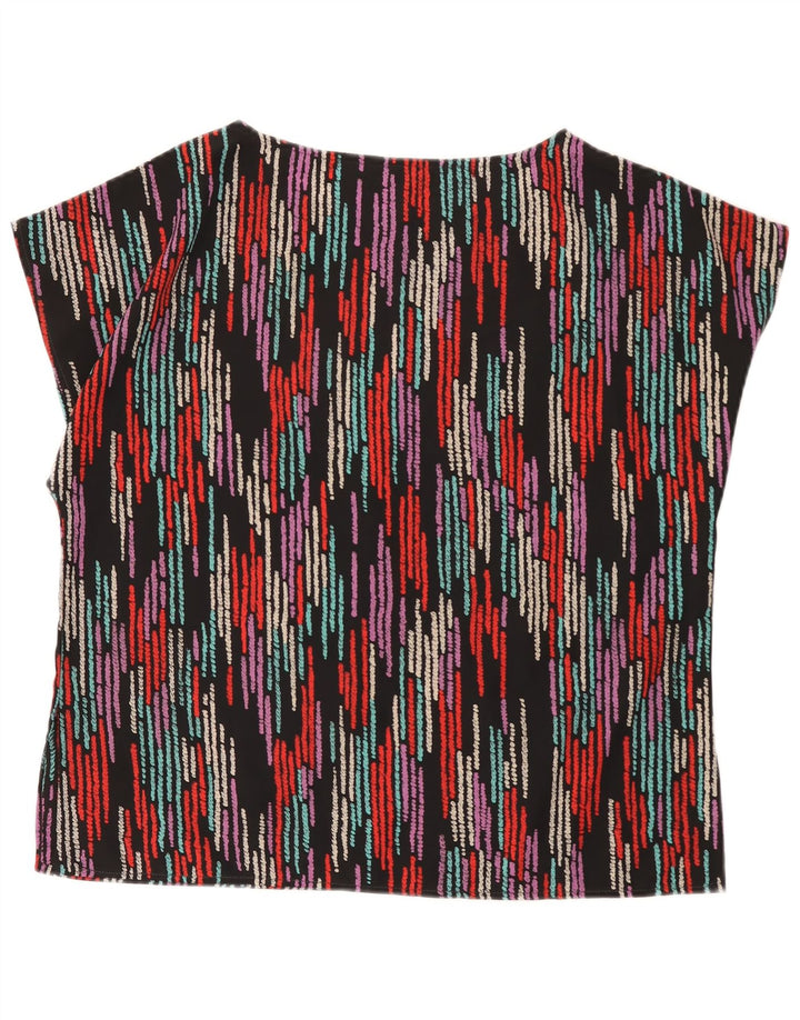 Top camicetta da donna vintage UK 16 grandi a righe multicolori