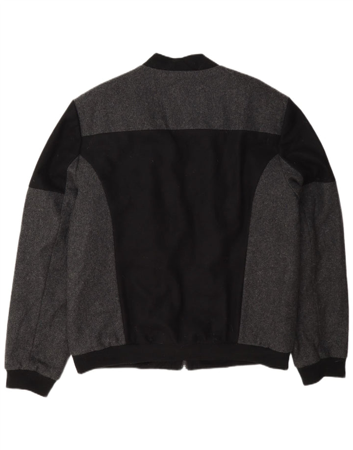 Calvin Klein Mens Bomber Jacket UK 44 2XL Black Colourblock Wool