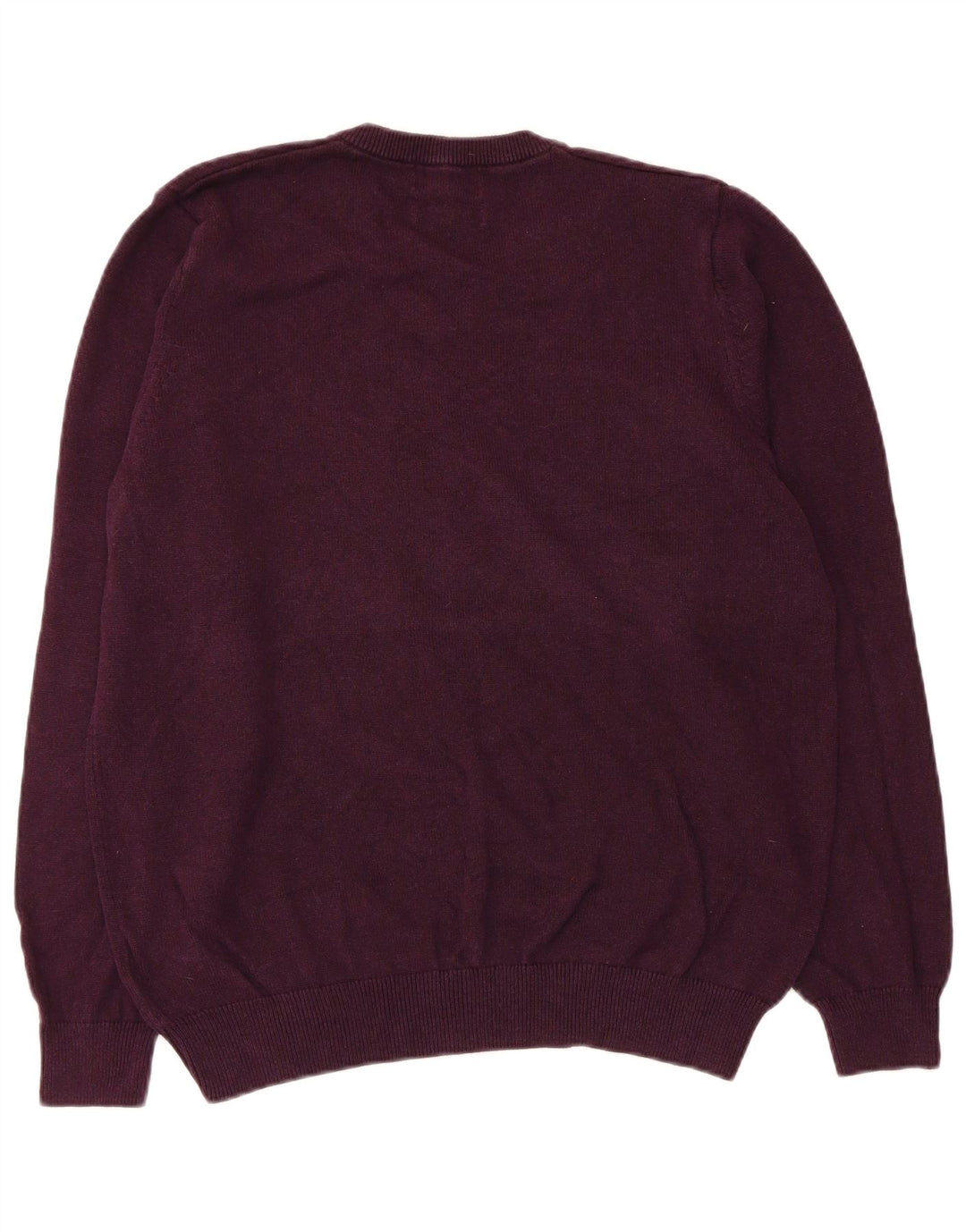 Marks & Spencer Mens V-Neck Jumper Sweater Large Purple Cotton