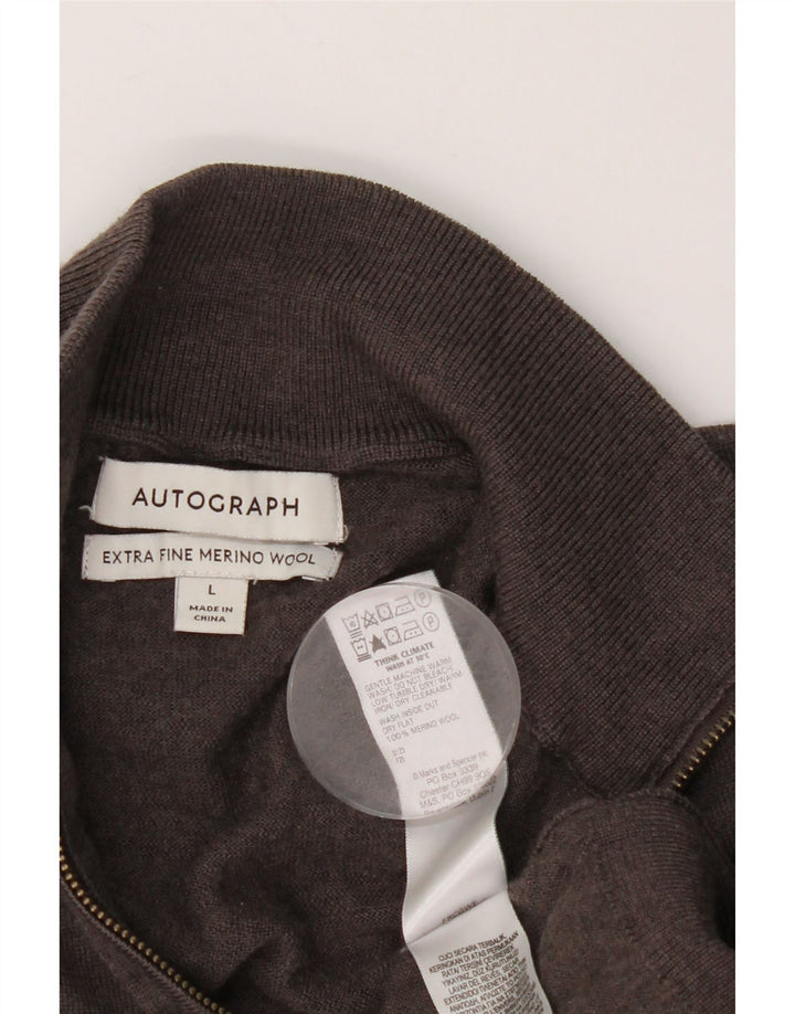 Marks & Spencer Mens Autograph Zip Neck Jumper Sweater Large Brown