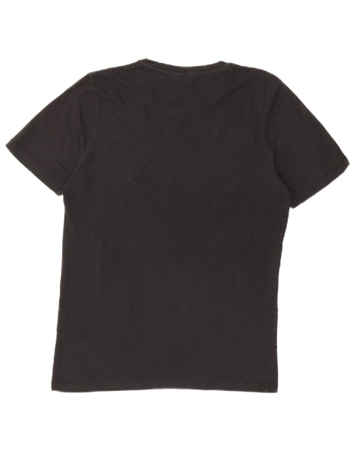 JACK & JONES Mens Graphic T-Shirt Top Medium Black Cotton