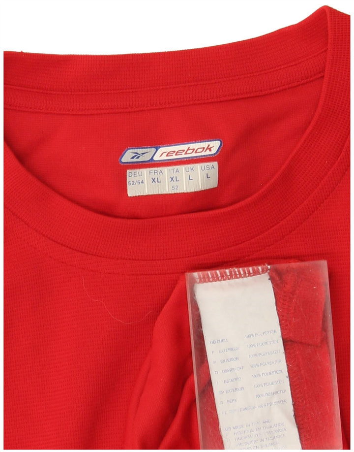 Top Reebok da uomo a manica lunga grande rosso in poliestere