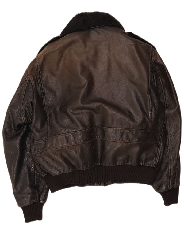 Vintage męska skórzana kurtka wojskowa bomber UK 42 XL czarna