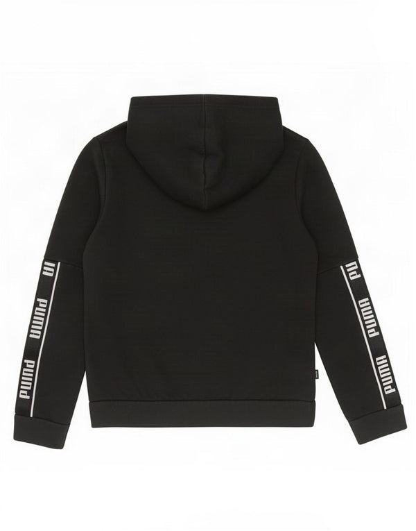 Puma - Sudadera con capucha para niña, diseño gráfico, 9-10 años, talla pequeña, algodón negro