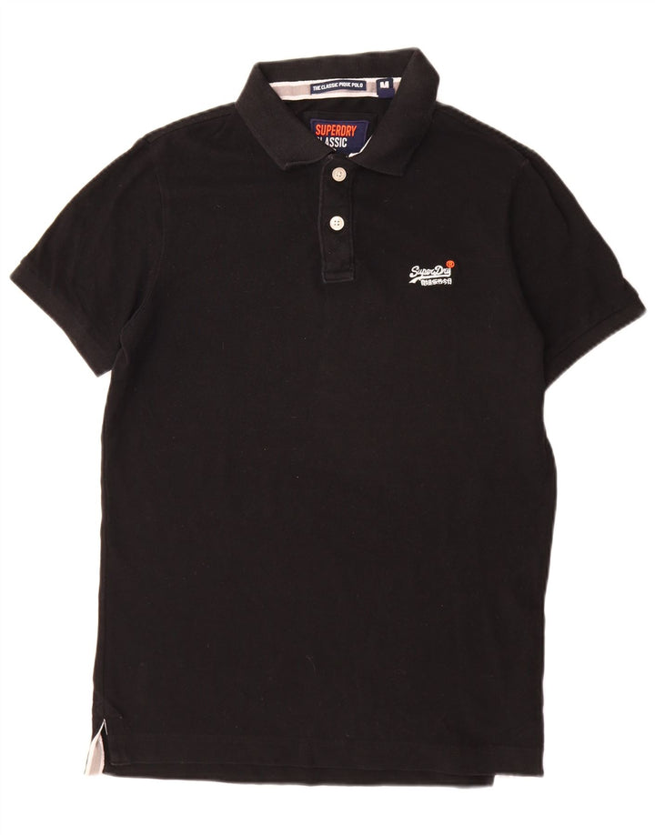 Superdry Mens Classic Fit Polo Shirt Medium Black Cotton