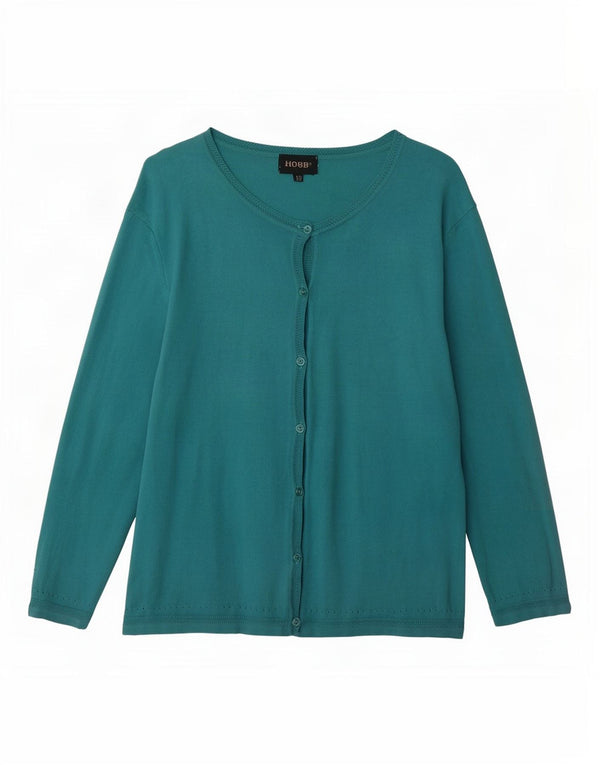 Hobbs Pull cardigan à manches 3/4 pour femme UK 16 Large Bleu Coton