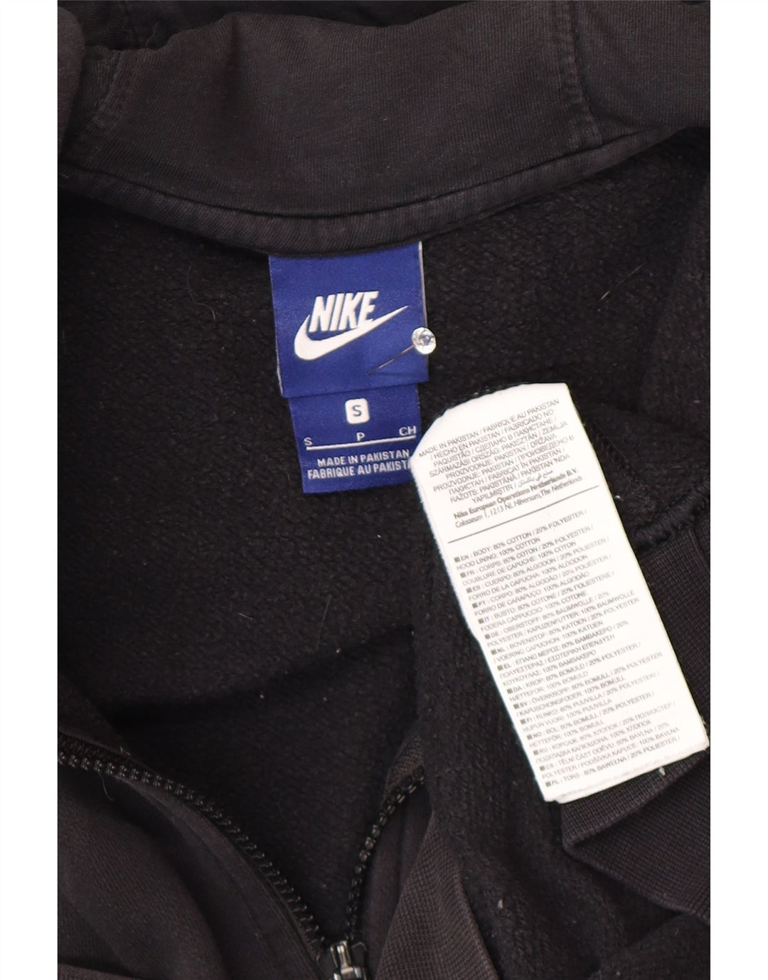 Nike Pull à capuche zippé pour homme Petit coton noir