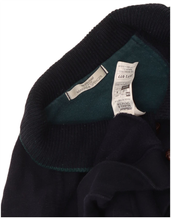 Marks & Spencer Mens Sweatshirt Jumper Large Navy Blue Argyle/Diamond