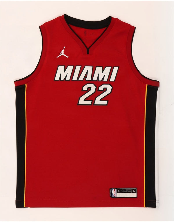 Nike Garçons Miami Heat Graphic Débardeur 14-15 ans Large Rouge Colorblock