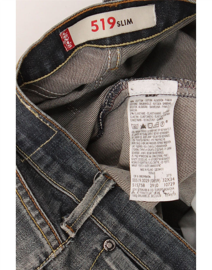 LEVI'S Mens 519 Slim Jeans W32 L30 Blue Cotton