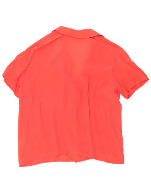 Vintage kvinders kortærmet skjortebluse UK 10 Small Orange Silk