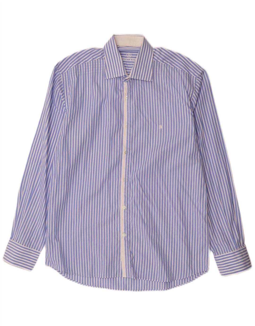 HARRY & SONS Mens Shirt Size 39 15 1/2 Medium Blue Striped Cotton