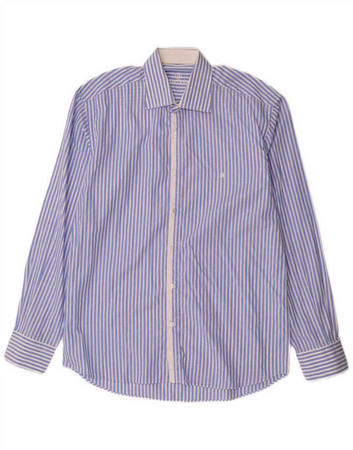 HARRY & SONS Mens Shirt Size 39 15 1/2 Medium Blue Striped Cotton
